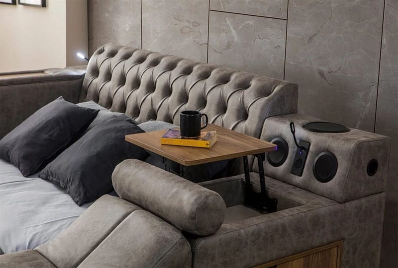 Olyvan sänkypaketti penkillä ja säilytystilalla 250x290 cm keinonahka - Huonekalut - Sänky - Sänkykehikot & sängynrungot