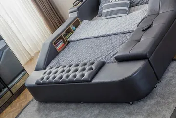 Olyvan sänkypaketti penkillä ja säilytystilalla 250x290 cm keinonahka - Huonekalut - Sänky - Sänkykehikot & sängynrungot
