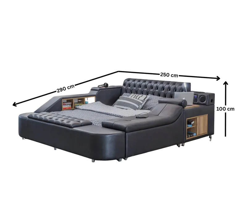 Olyvan sänkypaketti penkillä ja säilytystilalla 250x290 cm keinonahka - Huonekalut - Sänky - Sänkykehikot & sängynrungot