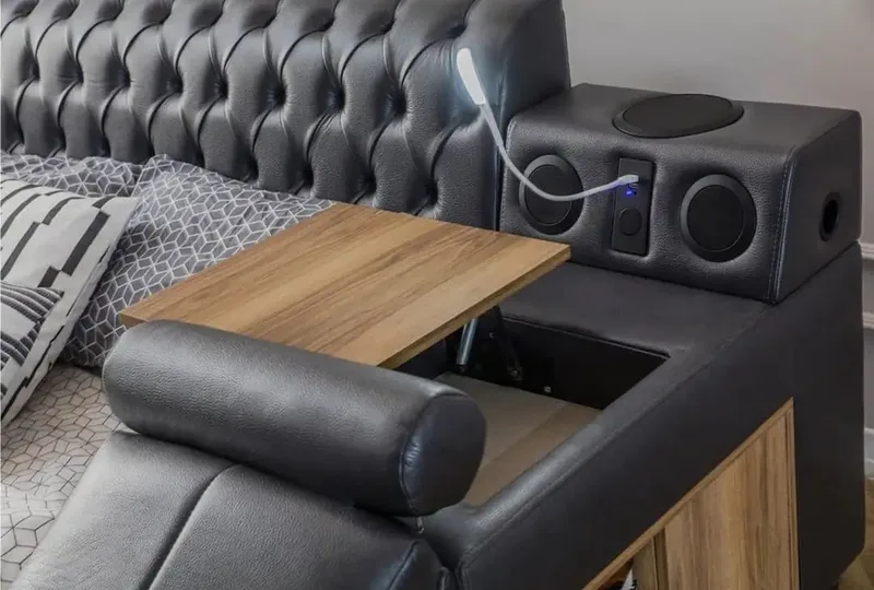 Olyvan sänkypaketti penkillä ja säilytystilalla 250x290 cm keinonahka - Huonekalut - Sänky - Sänkykehikot & sängynrungot