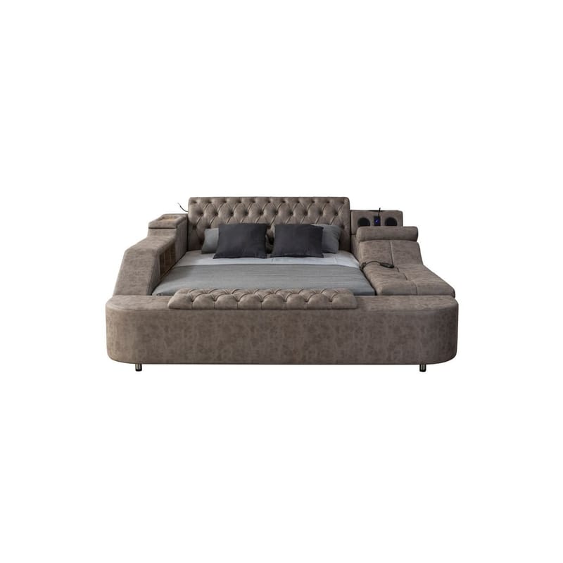 Olyvan sänkypaketti penkillä ja säilytystilalla 250x290 cm keinonahka - Huonekalut - Sänky - Sänkykehikot & sängynrungot