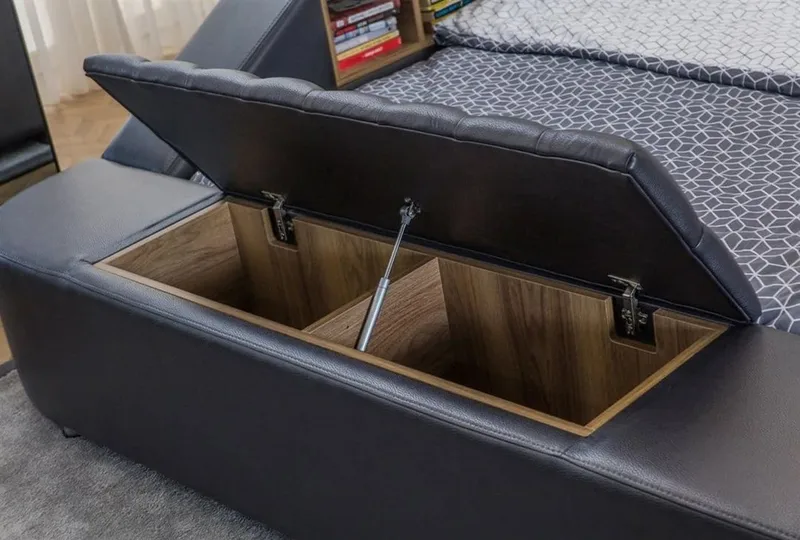 Olyvan sänkypaketti penkillä ja säilytystilalla 250x290 cm keinonahka - Huonekalut - Sänky - Sänkykehikot & sängynrungot