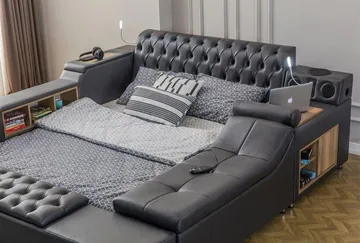 Olyvan sänkypaketti penkillä ja säilytystilalla 250x290 cm keinonahka - Huonekalut - Sänky - Sänkykehikot & sängynrungot