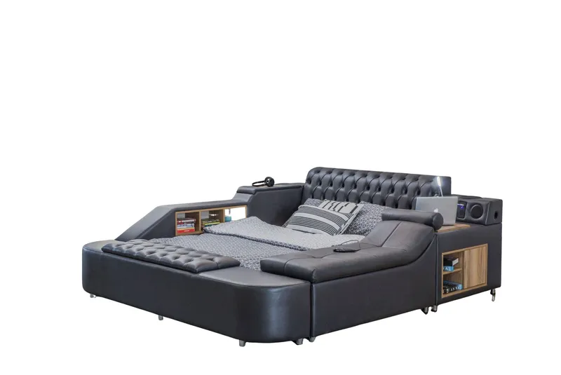 Olyvan sänkypaketti penkillä ja säilytystilalla 250x290 cm keinonahka, undefined