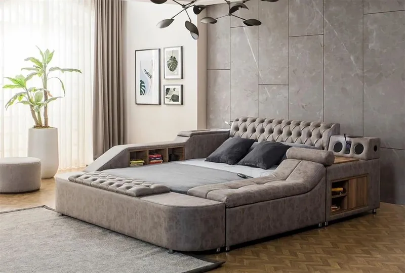 Olyvan sänkypaketti penkillä ja säilytystilalla 250x290 cm keinonahka - Huonekalut - Sänky - Sänkykehikot & sängynrungot