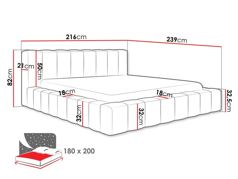 Orvinel Sängynrunko 180x200 cm Säilytystilalla - Tummabeige - Huonekalut - Sänky - Sänkykehikot & sängynrungot
