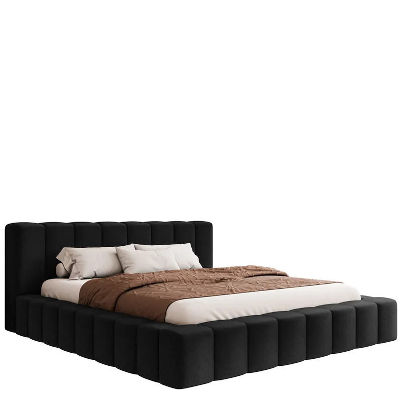 Orvinel Sängynrunko 200x200 cm Säilytystilalla, Musta