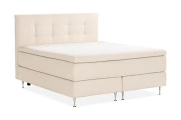 Oslo Lyx Luxe Täydellinen Sänkypaketti Jenkkisänky 180x200 cm Napitettu sängynpääty - Vaaleabeige - Huonekalut - Sänky - Jenkkisängyt