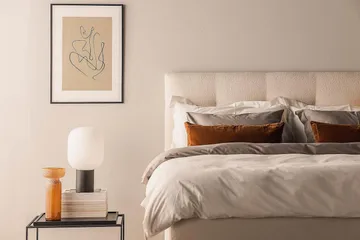 Oslo Lyx Luxe Täydellinen Sänkypaketti Jenkkisänky 180x200 cm sängynpäädyllä - Vaaleabeige - Huonekalut - Sänky - Jenkkisängyt