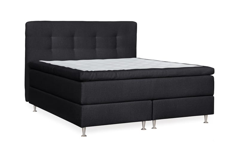 Oslo Lyx Sänkypaketti Jenkkisänky 160x200 cm Nappiverhoiltu Sängynpääty - Musta - Huonekalut - Sänky - Jenkkisängyt