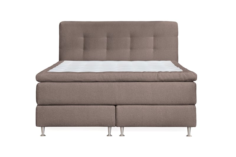 Oslo Lyx Sänkypaketti Jenkkisänky 160x200 cm Nappiverhoiltu Sängynpääty - Vaaleanruskea - Huonekalut - Sänky - Jenkkisängyt