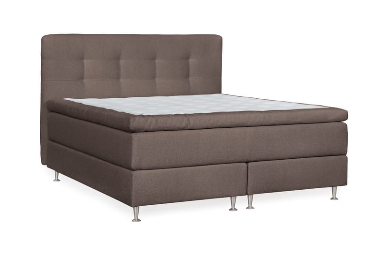 Oslo Lyx Sänkypaketti Jenkkisänky 180x200 cm Nappiverhoiltu Sängynpääty - Vaaleanruskea - Huonekalut - Sänky - Jenkkisängyt