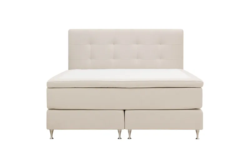 HVILA Premium Täydellinen Sänkypaketti 180x200 cm Kontinenttisänky sängynpäädyllä, Vaaleanbeige kangas