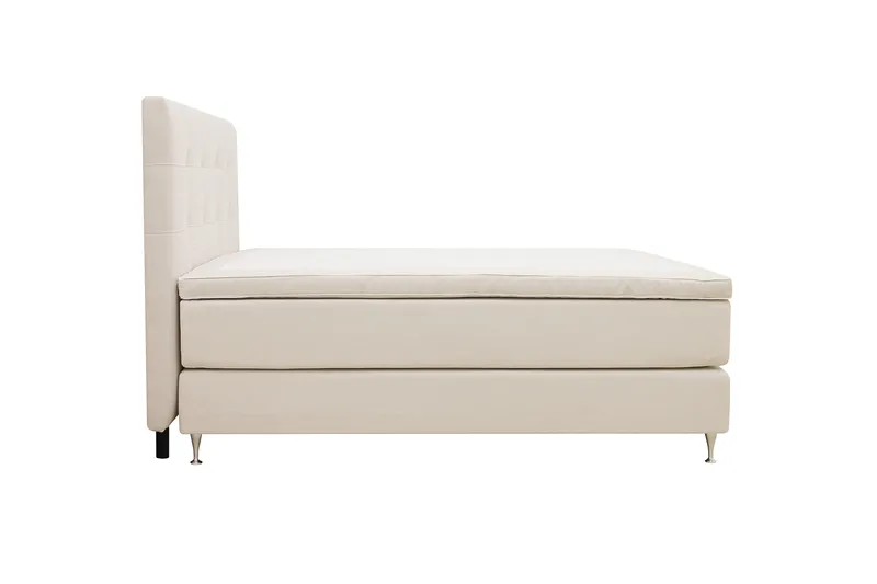 HVILA Premium Täydellinen Sänkypaketti 180x200 cm Kontinenttisänky sängynpäädyllä - Vaaleanbeige kangas - Huonekalut - Sänky - Parisänky