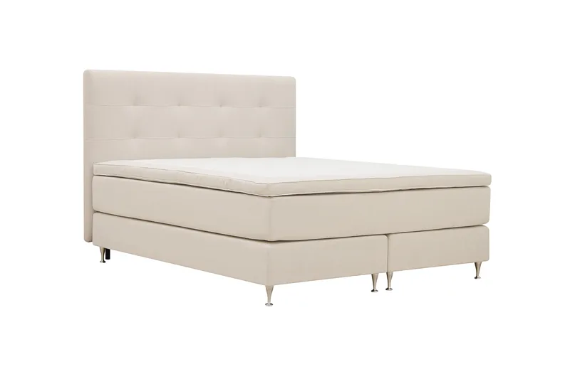 HVILA Premium Täydellinen Sänkypaketti 180x200 cm Kontinenttisänky sängynpäädyllä - Vaaleanbeige kangas - Huonekalut - Sänky - Parisänky