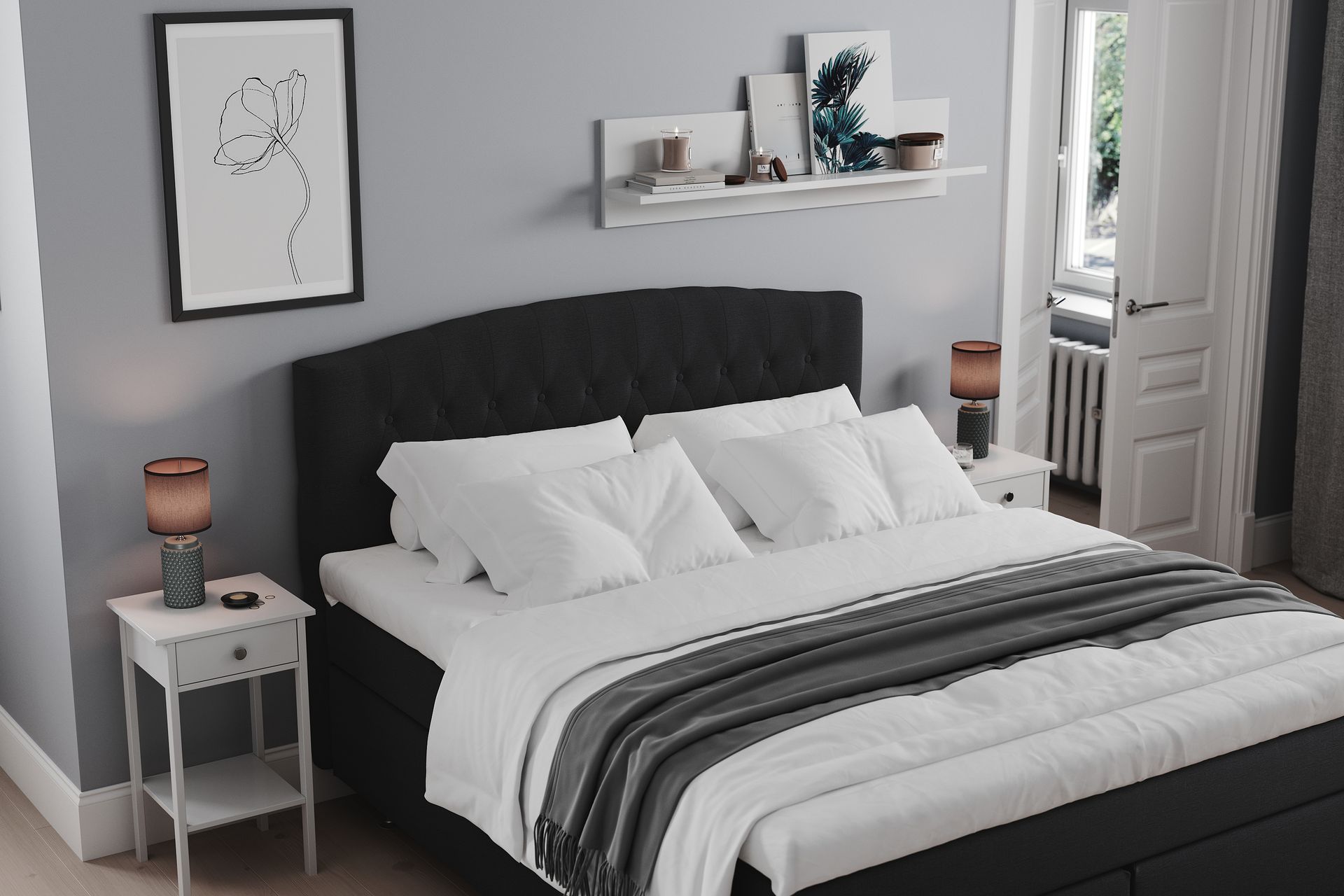 Jenkkisänky Abelie 160x200 Kova/Medium - Musta - Huonekalut - Sänky - Jenkkisängyt