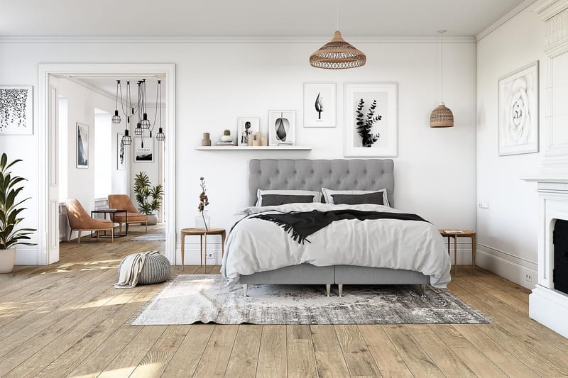 Jenkkisänky Boxford 140x200 - Vaaleanharmaa - Huonekalut - Sänky - Jenkkisängyt