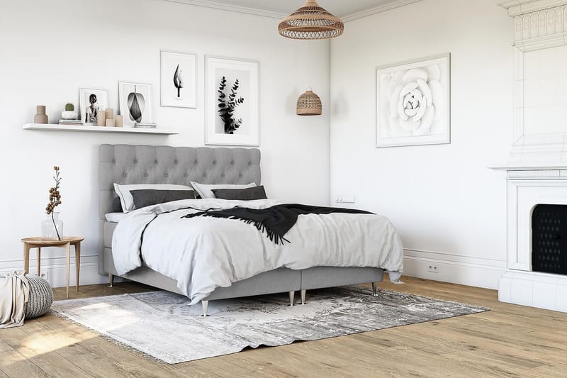 Jenkkisänky Boxford 140x200 - Vaaleanharmaa - Huonekalut - Sänky - Jenkkisängyt