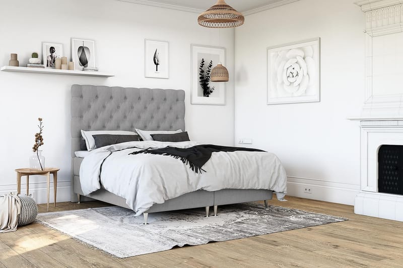 Jenkkisänky Boxford 160x200 - Vaaleanharmaa - Huonekalut - Sänky - Jenkkisängyt