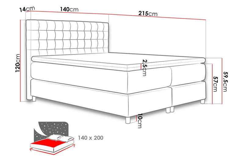 Jenkkisänky Forus 140x200 cm - Vaaleanharmaa - Huonekalut - Sänky - Jenkkisängyt