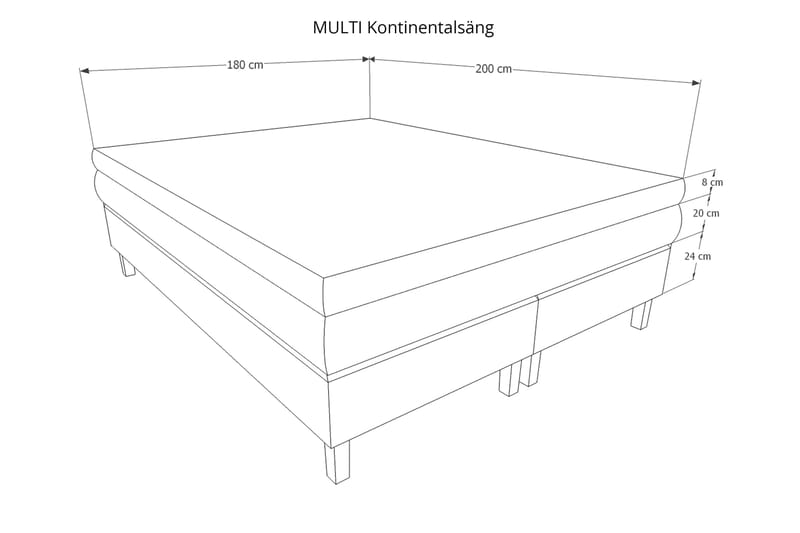 Jenkkisänky Gilius 180x200 - Vaaleanharmaa - Huonekalut - Sänky - Jenkkisängyt