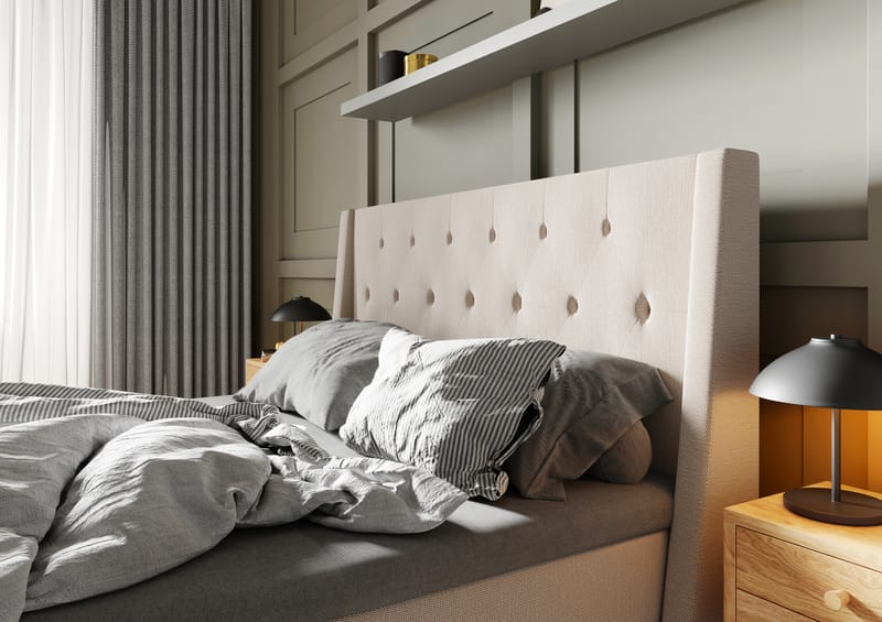 Jenkkisänky Langham Beige - 210x210 cm - Huonekalut - Sänky - Jenkkisängyt