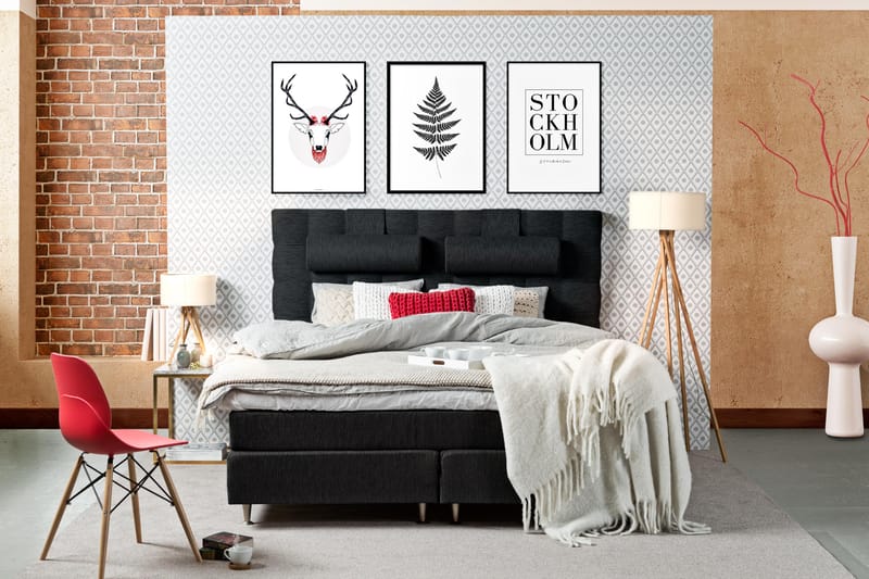 Jenkkisänky Longford 180x200 Kova Polyeetterivaahto - Musta - Huonekalut - Sänky - Parisänky