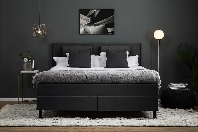 Jenkkisänky Lucky 150x200 Polyeetteri - Musta/Harmaa - Huonekalut - Sänky - Jenkkisängyt