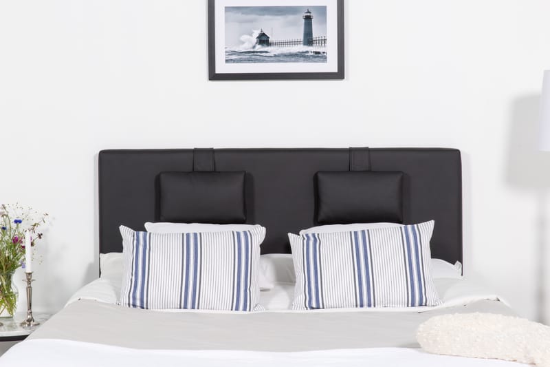Jenkkisänky Romance Lyx 160x200 Keinonahka - Musta Tammi kulmikas - Huonekalut - Sänky - Jenkkisängyt