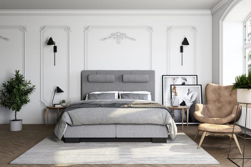 Jenkkisänky Romance Lyx 160x210 - Vaaleanharmaa - Huonekalut - Sänky - Jenkkisängyt