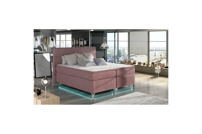 Runkopatja Eltap Amadeo LED-valoilla, Mat Velvet 63, Vaaleanpunainen, 140x200 cm