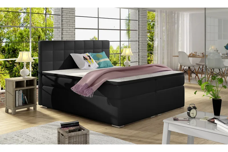 Runkosänky Jonge 180x200 cm - Musta - Huonekalut - Sänky - Parisänky