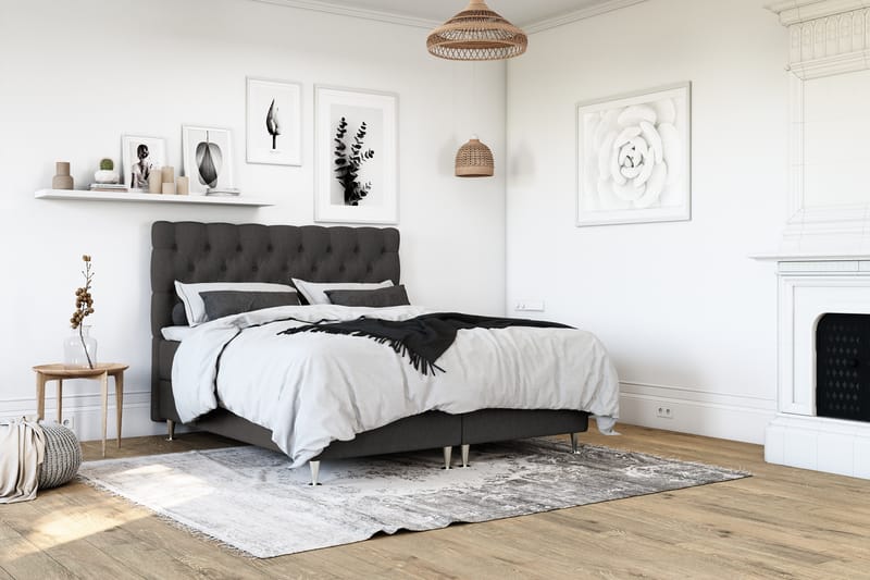 Sänkypaketti Boxford 140x200 Jenkkisänky - Tummanharmaa - Huonekalut - Sänky - Jenkkisängyt