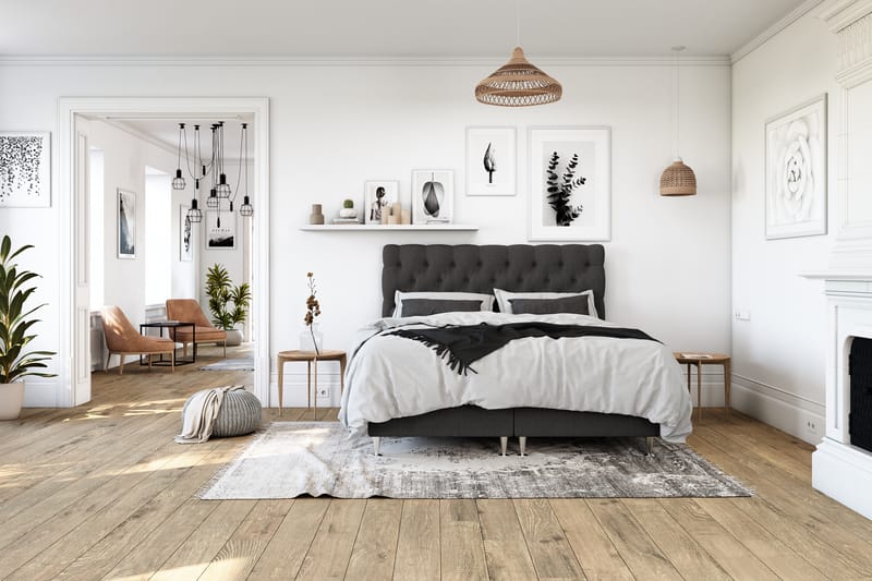 Sänkypaketti Boxford 140x200 Jenkkisänky - Tummanharmaa - Huonekalut - Sänky - Jenkkisängyt