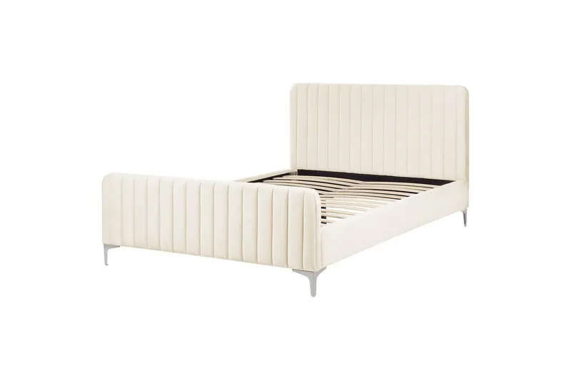 Parisänky Lunan sälepohjalla, beige-hopea, 140x200 cm - Beige-hopea, 140x200 cm - Huonekalut - Sänky - Runkopatjasängyt