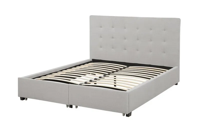 Parisänky Mooneyrow säilytyksellä 140x200 - Harmaa - Huonekalut - Sänky - Sänkykehikot & sängynrungot