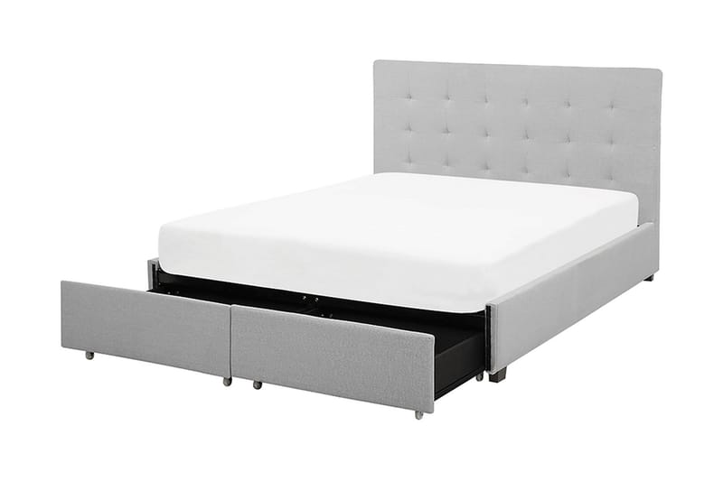 Parisänky Mooneyrow säilytyksellä 140x200 - Harmaa - Huonekalut - Sänky - Sänkykehikot & sängynrungot