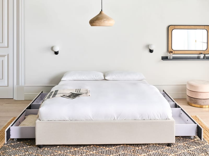 Parisänky Prades 140x200 cm - Vaalea beige - Huonekalut - Sänky - Sänkykehikot & sängynrungot