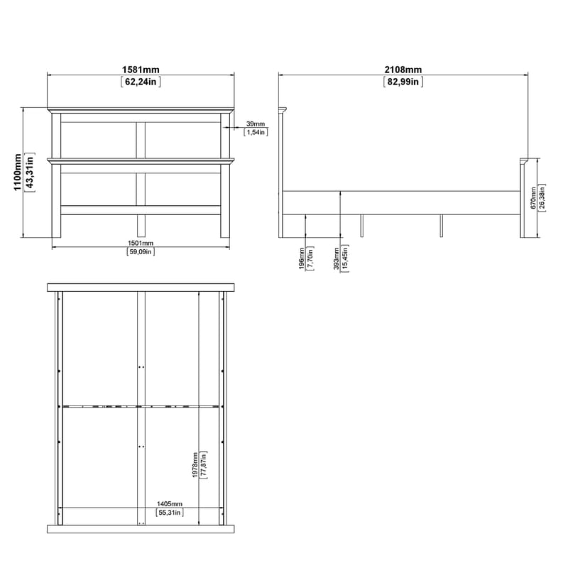 Paris sänky Paris 140x200 cm - Huonekalut - Sänky - Sänkykehikot & sängynrungot
