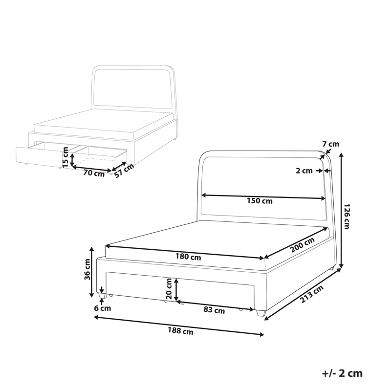 Parivuode Sardent 180x200 - Off-White - Huonekalut - Sänky - Sänkykehikot & sängynrungot