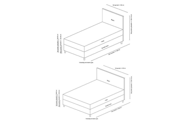 Parivuodepohja ja Pääty Sudalmuni antrasiitti - 140 x 110 x 200 cm - Huonekalut - Sänky - Sänkykehikot & sängynrungot