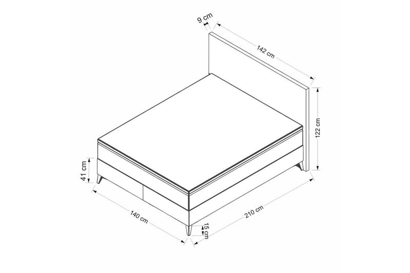 Parivuodepohja ja Pääty Raikas Harmaa - 140 x 41 x 200 cm - Huonekalut - Sänky - Sänkykehikot & sängynrungot