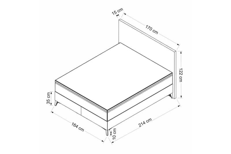 Parivuodepohja ja Pääty Sorang harmaa - 164 x 35 x 200 cm - Huonekalut - Sänky - Sänkykehikot & sängynrungot
