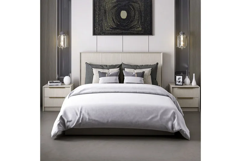 Parivuodepohja ja Pääty Fruitland-kivi (150 x 35 x 208 cm) - Harmaa - Huonekalut - Sänky - Sänkykehikot & sängynrungot