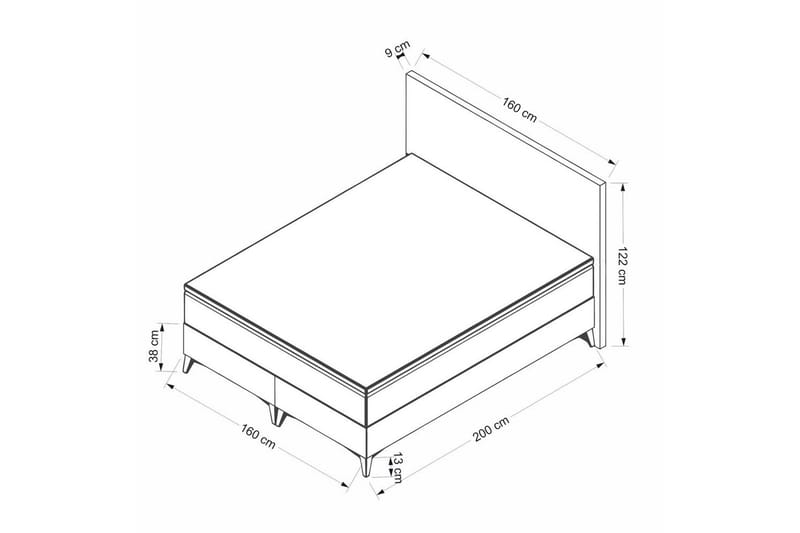 Parivuodepohja ja Pääty Mijara Vaaleanruskea - 160 x 38 x 200 cm - Huonekalut - Sänky - Runkopatjasängyt