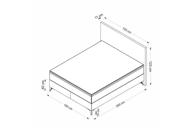 Parivuodepohja ja Pääty Badena Beige - 150 x 40 x 200 cm - Huonekalut - Sänky - Runkopatjasängyt
