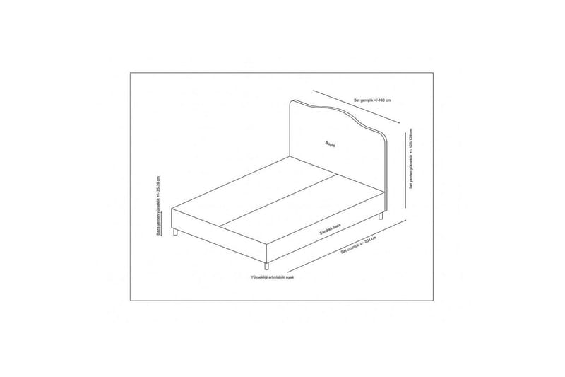 Parivuodepohja ja Pääty Subato Pölyinen Ruusu - 150 x 125 x 200 cm - Huonekalut - Sänky - Sänkykehikot & sängynrungot