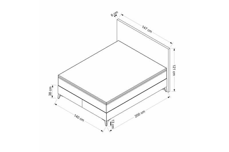 Parivuodepohja ja Pääty Sube Harmaa - 140 x 38 x 200 cm - Huonekalut - Sänky - Sänkykehikot & sängynrungot