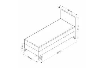 Parivuodepohja ja Pääty Sube Harmaa - 120 x 38 x 200 cm - Huonekalut - Sänky - Sänkykehikot & sängynrungot