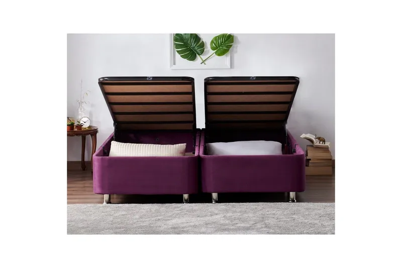 Parivuodepohja Violetti Tupla Violetti - 140 x 200 x 38 cm - Huonekalut - Sänky - Sänkykehikot & sängynrungot